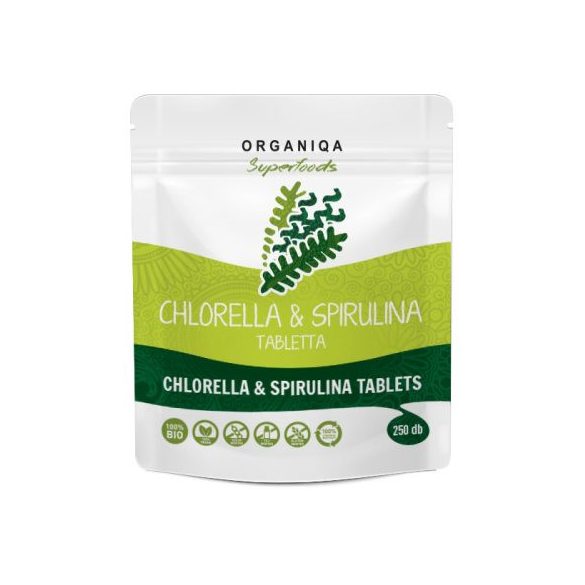 Organiqa bio chlorella és spirulina tabletta 250 db