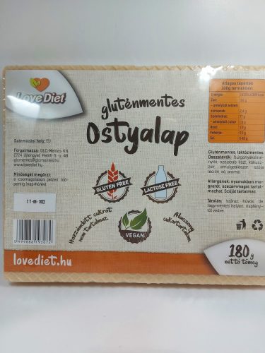 Gluténmentes love diet ostyalap 180 g