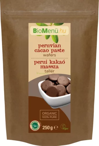 BioMenü BIO KAKAÓMASSZA tallér perui 250 g - Bio és natúr élelmiszerek
