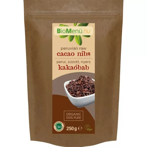 BioMenü BIO KAKAÓBAB zúzott nyers perui 250 g - Bio és natúr élelmiszerek
