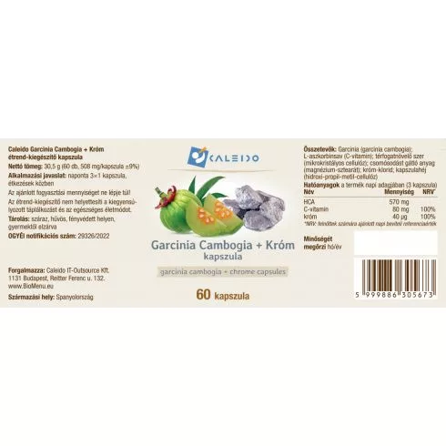 Caleido GARCINIA CAMBOGIA + KRÓM kapszula 60 db - Bio és natúr étrendkiegészítők
