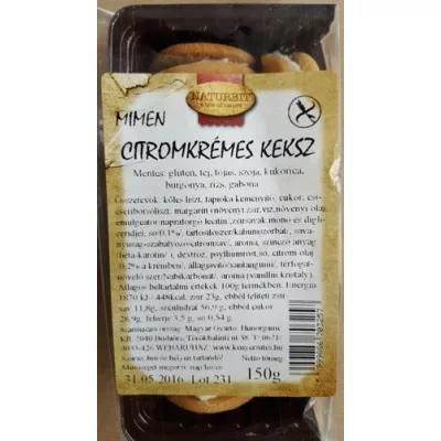 Mimen minden mentes keksz citromkrémes 150 g - Bio és natúr élelmiszerek