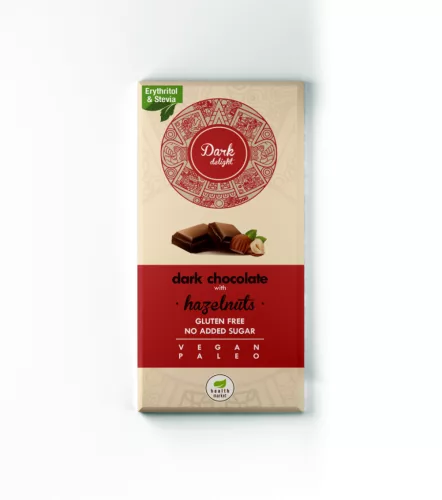 Health market dark delight étcsokoládé egész mogyoróval édesítőszerekkel 80 g - 