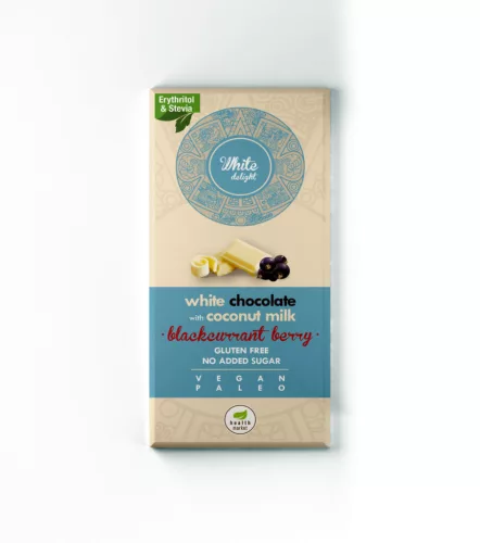 Health market white delight kókusztejes fehércsokoládé liofilizált egész feketeribizlivel édesítőszerekkel 80 g - 