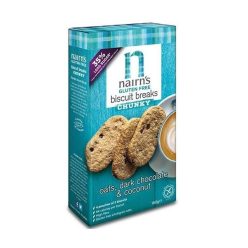  Nairns gluténmentes teljeskiőrlésű 58% rostdús zabkeksz étcsoki&kókusz 160 g