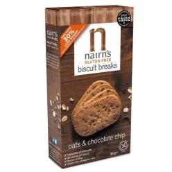 Nairns gluténmentes teljeskiőrlésű 56% rostdús zabkeksz csoki chips 160 g - Bio és natúr élelmiszerek