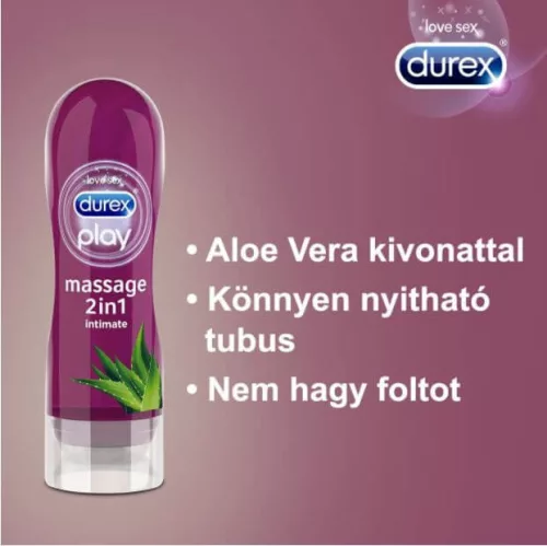 Durex Play 2in1 masszázsolaj - Aloe Vera (200 ml) - Bio és natúr intim termékek