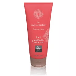 Shiatsu 2in1 Strawberry scent - masszázs síkosító - eper (200 ml) - Bio és natúr intim termékek