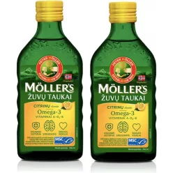 Möllers omega-3 halolaj étrend-kiegészítő a, d és e-vitaminnal, citrom ízesítéssel 250 ml - Bio és natúr étrendkiegészítők
