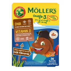 Möllers omega-3 halacska gumivitamin étrend-kiegészítő gyerekeknek d-vitaminnal, kóla ízesítéssel 36 db - Bio és natúr étrendkiegészítők