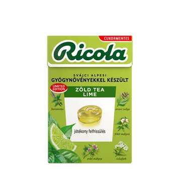 RICOLA CUKORKA ZÖLD TEA LIME CM 40G - Bio és natúr élelmiszerek