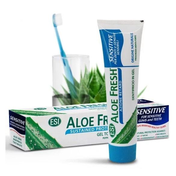 Natur Tanya® ESI Aloe Fresh® Sensitive FOGKRÉM – Fluoridmentes fogkrémgél, parabén, SLS, SLES, titán-dioxid és mesterséges színezék nélkül, érzékeny fogakra és fogínyre