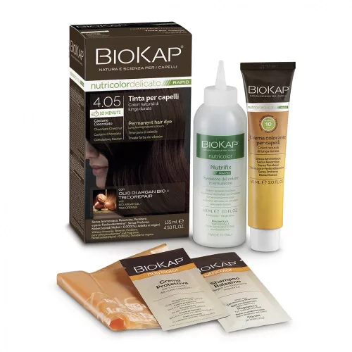 Biokap Nutricolor Rapid Tartós hajfesték Nr 4.05 Chocolate Chestnut 135ml - Bio és natúr kozmetikumok