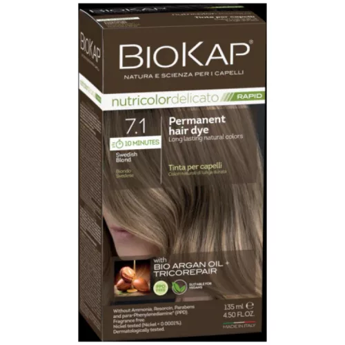 Biokap Nutricolor Rapid Tartós hajfesték Nr 7.1 Swedish Blond 135ml - Bio és natúr kozmetikumok