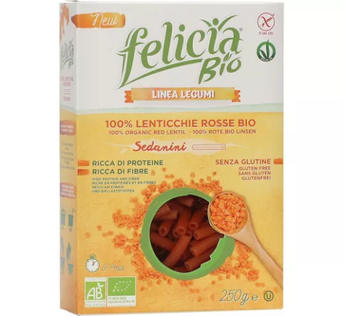 Felicia Bio Vörös lencse sedanini gluténmentes tészta 250 g - Bio és natúr élelmiszerek