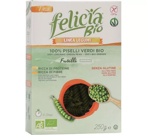 Felicia Bio Zöldborsó fusilli gluténmentes tészta 250 g - Bio és natúr élelmiszerek