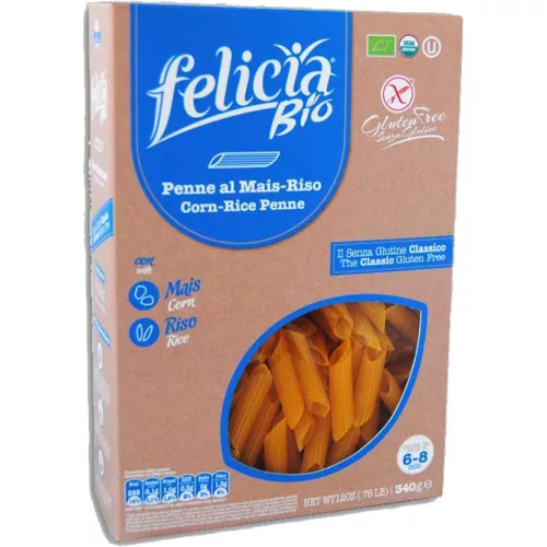 Felicia Bio Kukorica-rizs penne gluténmentes tészta 340 g - Bio és natúr élelmiszerek