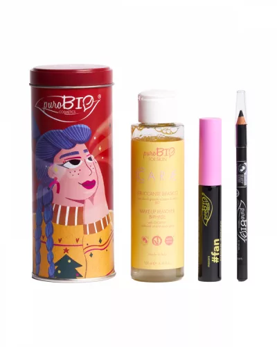 PuroBio Karácsonyi Piros csomag/ #fan Hosszabbító szempillaspirál+ Szemceruza Nr.01+ Kétfázisú sminklemosó/ 8,01ml+1,3g+ 200 ml - 