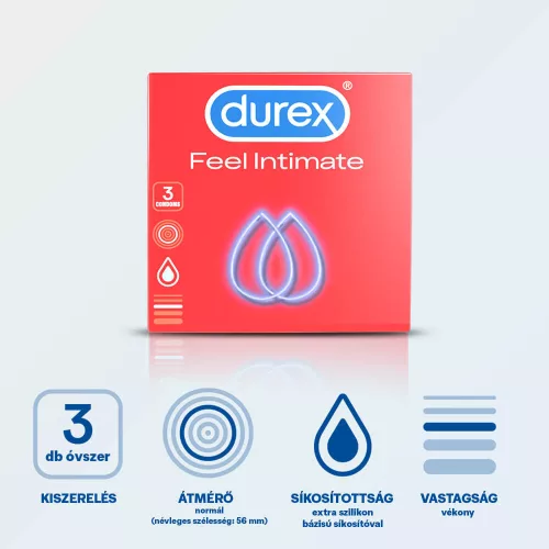 Durex Feel Intimate - vékonyfalú óvszer (3db) - Bio és natúr intim termékek