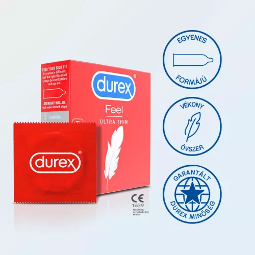 Durex Feel Ultra Thin - ultra élethű óvszer (3db) - Bio és natúr intim termékek