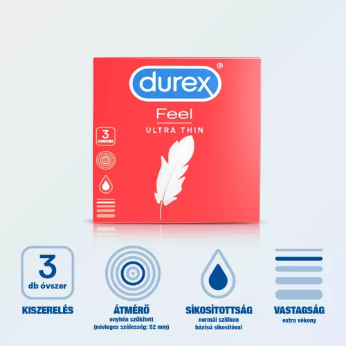 Durex Feel Ultra Thin - ultra élethű óvszer (3db) - Bio és natúr intim termékek