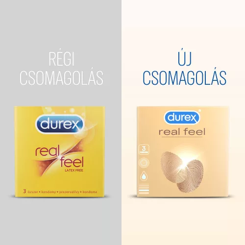 Durex Real Feel - latexmentes óvszer (3db) - Bio és natúr intim termékek
