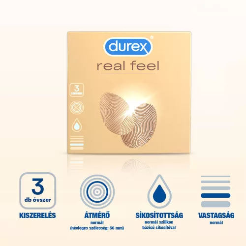 Durex Real Feel - latexmentes óvszer (3db) - Bio és natúr intim termékek