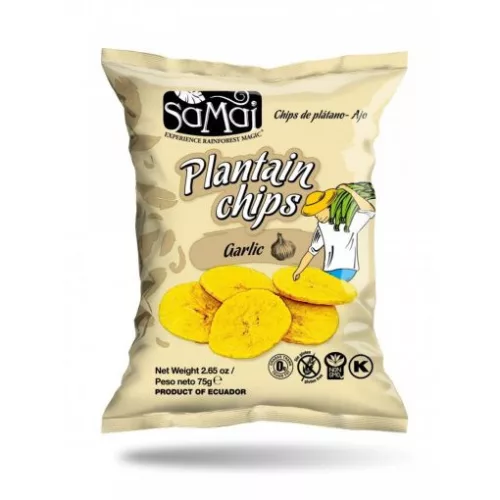 Samai plantain főzőbanán chips fokhagymás 75 g - Bio és natúr élelmiszerek