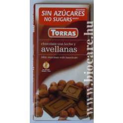   Torras gluténmentes tejcsokoládé mogyoró cukor nélkül 75 g