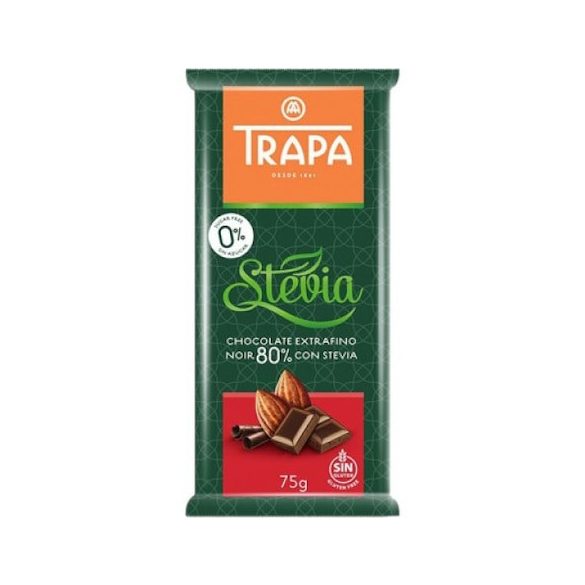 Trapa Stevia táblás Noir 80% étcsokoládé 75 g