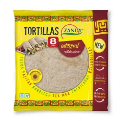 Zanuy teljes kiőrlésű búza tortilla 20 cm 320 g - Bio és natúr élelmiszerek