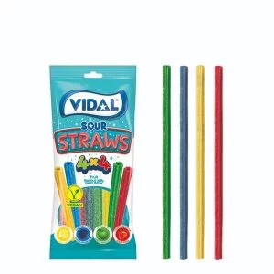 Vidal gumicukor sour straws 4 íz x 4 szín 90 g
