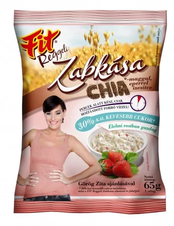 Fit reggeli zabkása chia maggal és eperrel 65 g - Bio és natúr élelmiszerek