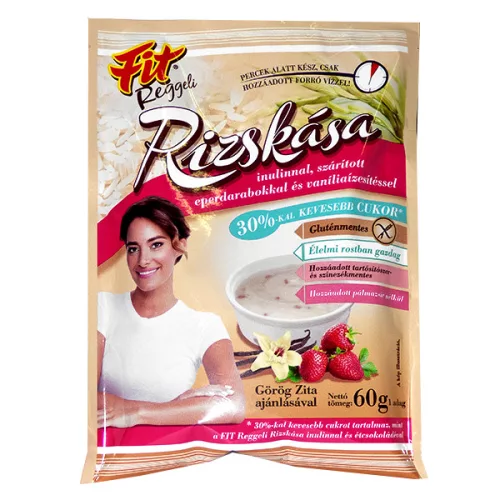 Fit reggeli rizskása inulinnal szárított eper darabok vanília 60 g - Bio és natúr élelmiszerek