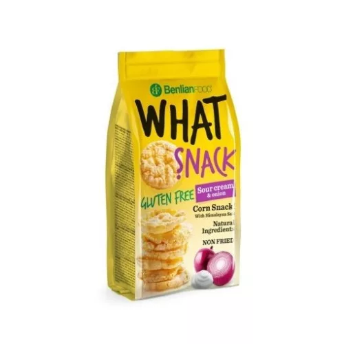 Benlian What Snack gluténmentes puffasztott kukorica tejszínes-hagymás 50 g - Bio és natúr élelmiszerek