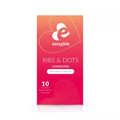 EasyGlide Ribs & Dots - pontozott óvszer (10db)