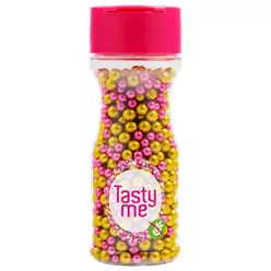Tasty Me gluténmentes metallic pearls tortadekor mix pink-arany 4mm 70 g – Sütési segédanyag