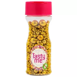 Tasty Me gluténmentes metallic pearls tortadekor mix antik arany 75 g – Sütési segédanyag