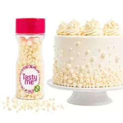 Tasty Me gluténmentes cukorgyöngy tortadekor mix fehér 70 g – Sütési segédanyag