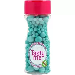 Tasty Me gluténmentes cukorgyöngy tortadekor mix türkiz 70 g – Sütési segédanyag