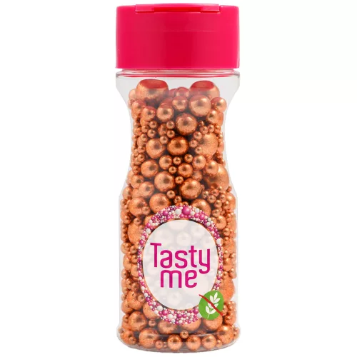 Tasty Me gluténmentes metallic pearls tortadekor mix réz 75 g – Sütési segédanyag
