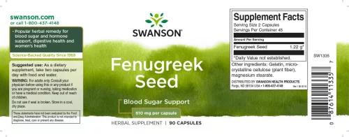 SWANSON  FENUGREEK SEED Görögszéna kivonat 610 mg/90 db - Bio és natúr étrendkiegészítők
