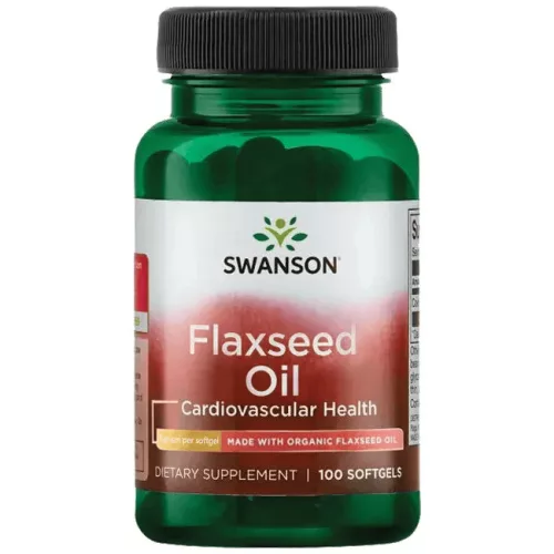 SWANSON Organikus Lenmagolaj kapszula (GMO-mentes) 1000 mg / 100 db lágyzselatin kapszula - Bio és natúr étrendkiegészítők