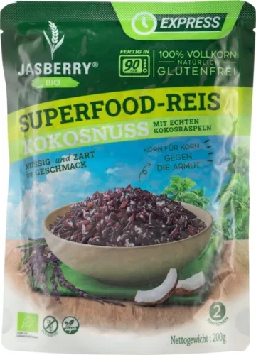 Jasberry BIO JASBERRY Express Superfood rizs - kókusz 200 g Új termék - Bio és natúr élelmiszerek