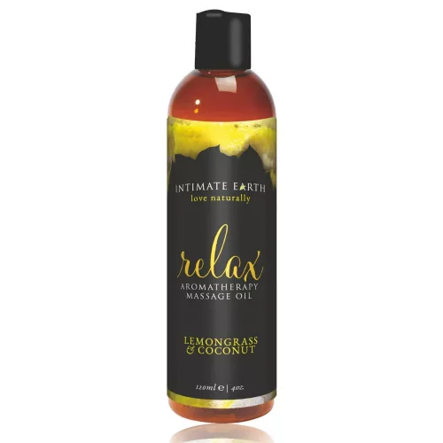 Intimate Earth Relax - nyugtató masszázsolaj - citromfű-kókusz (120 ml) - Bio és natúr intim termékek