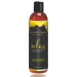 Intimate Earth Relax - nyugtató masszázsolaj - citromfű-kókusz (240 ml) - Bio és natúr intim termékek