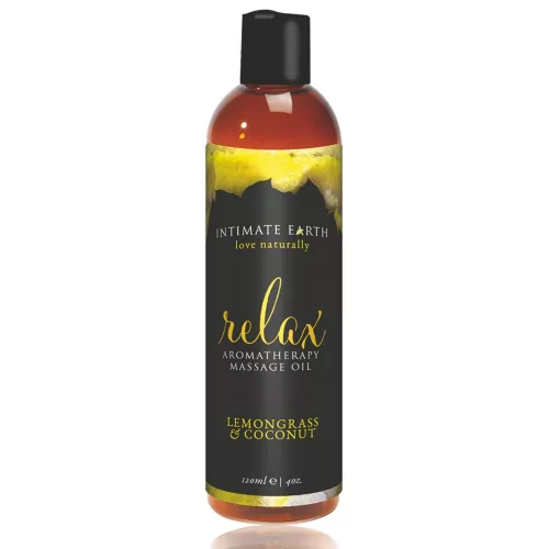 Intimate Earth Relax - nyugtató masszázsolaj - citromfű-kókusz (240 ml) - Bio és natúr intim termékek