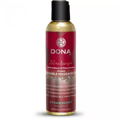 DONA Kissable Strawberry Soufflé - ízes masszázsolaj (110ml) - Bio és natúr intim termékek