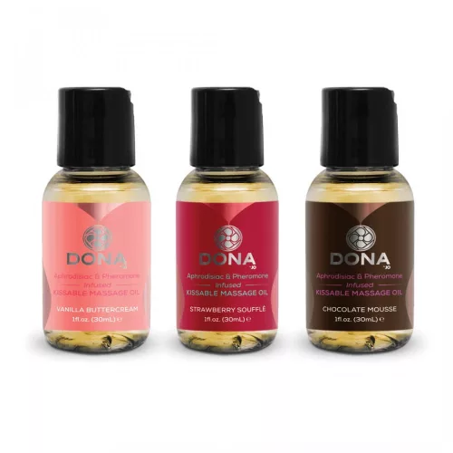 DONA Kissable - mini ízes masszázsolaj szett (3 x 30 ml) - Bio és natúr intim termékek