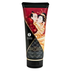 Shunga - masszázs krém - eper (200 ml) - Bio és natúr intim termékek